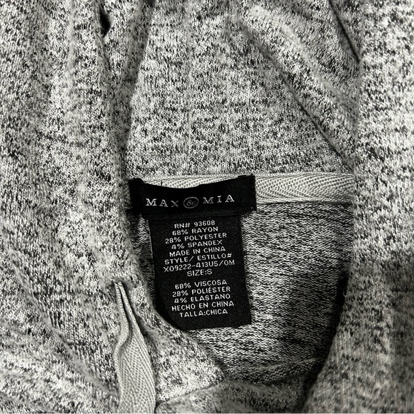 Max and Mia Womens Hoodie Heather Gray Soft Sweater Sweatshirt Size Small - Picture 4 of 6